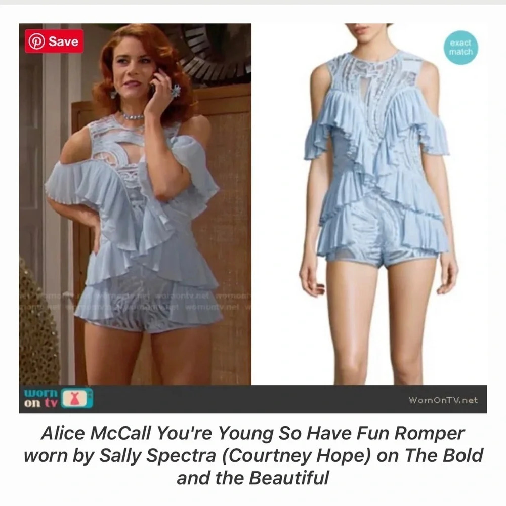 ALICE MCCALL 'You're So Young So Have Fun Girl' Playsuit lace romper blue SZ 0